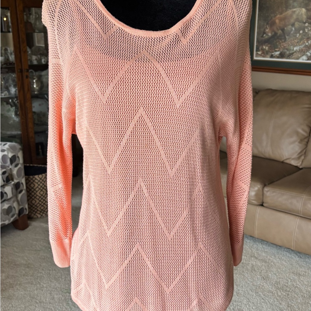 Peach Chevron Knit Sweater with Peach Camisole - Picture 3 of 16